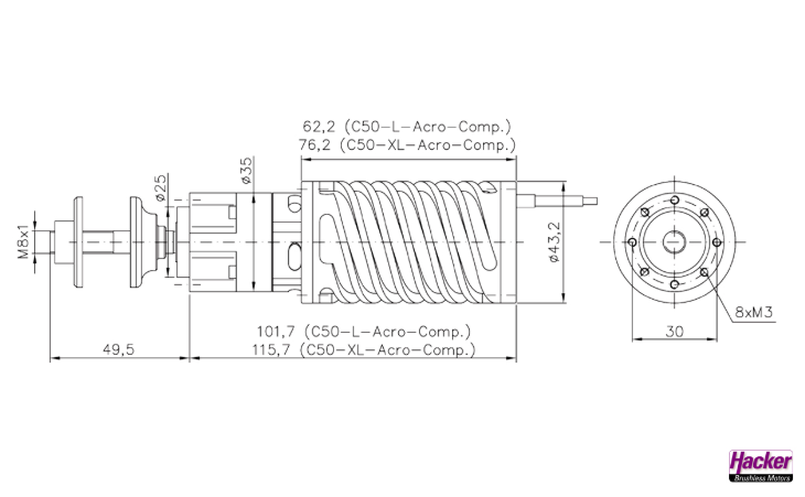 Brushless-Getriebe-Motor, Hacker, C50-11 XL Acro Competition kv1475 + 6,7:1 – Bild 2