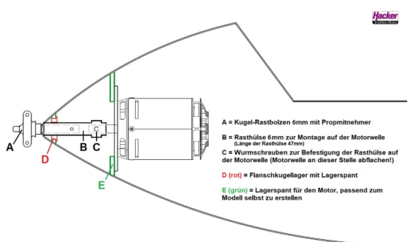 Torcman FES Ex-Uni6 System, 2-Blatt, 23mm, gerade, abnehmbarer Propeller f. Segler – Bild 3